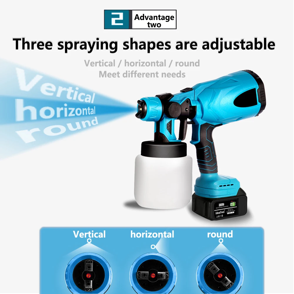 800 ml wiederaufladbare Hochleistungs-Spritzpistole, kabelloses Sprühgerät für Makita 21-V-Batterien, tragbares Farbspritzgerät für Wände und Möbel Image