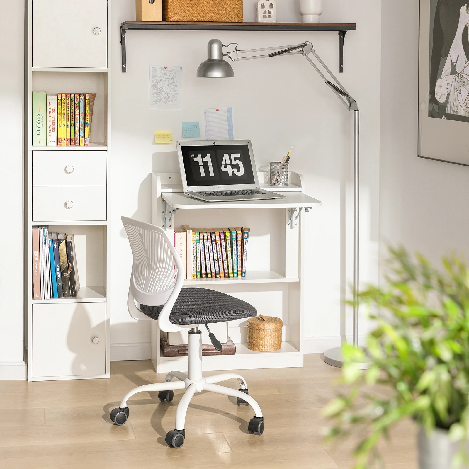 SoBuy FWT92 Schreibtisch klappbar Computertisch mit Ablagen Klapptisch Arbeitstisch Bürotisch für Homeoffice Wandtisch