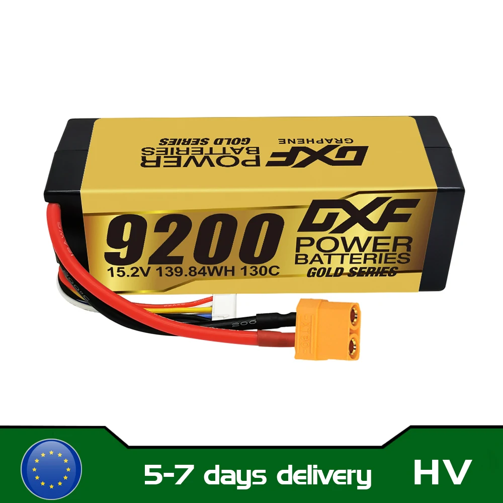DXF Graphene Lipo 4S 9200mAh 130C 15,2V Batterie Gold Version Racing Series HardCase für RC Car Truck Evader BX Truggy 1/8 Buggy