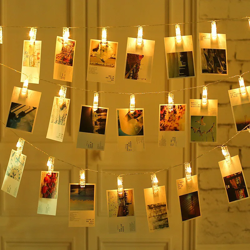 1M 2M Foto Clips Lichterketten Weihnachten Lichterkette Batteriebetriebene Girlande Hängen Bild Karten Halter Urlaub Lampe Dekor Image