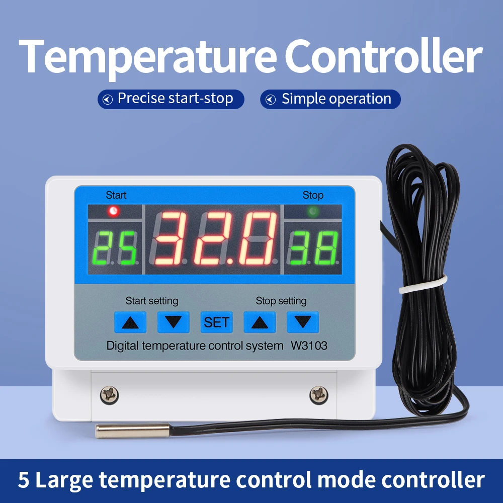 Digitaler Temperaturregler 220 V, max. 5000 W, digitaler Thermostat 30 A, -19 bis 99 ℃ Temperaturreglerschalter LCD XH-W3103 Image