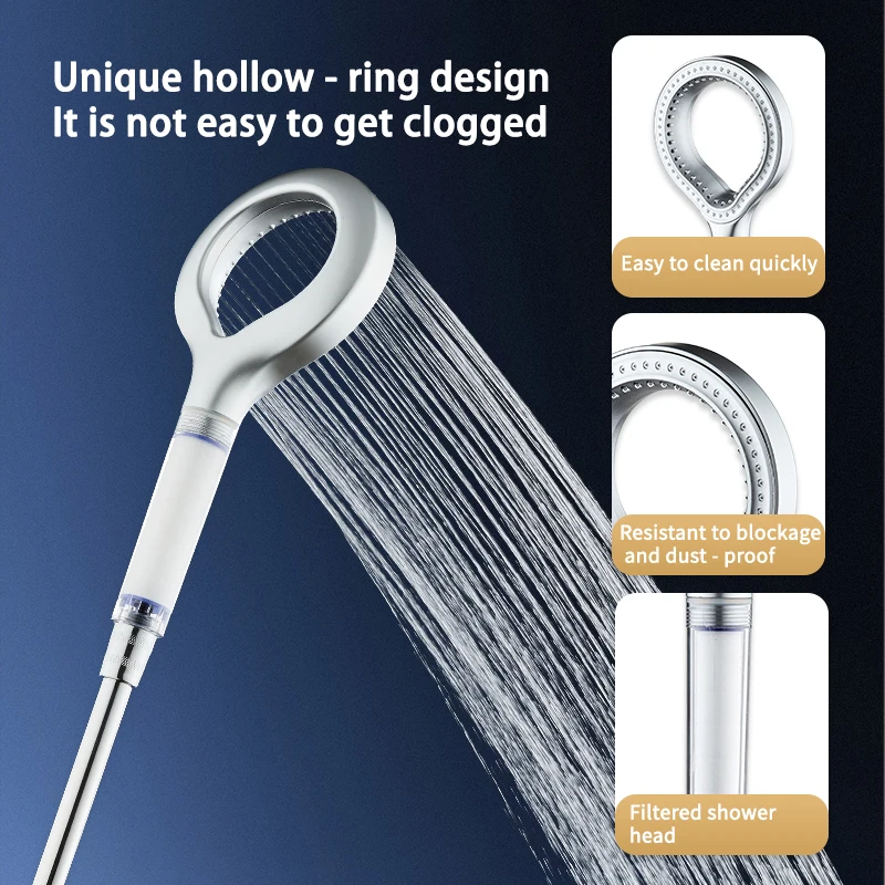 Ring Design Hochdruck Mit filter Dusche Kopf Badezimmer Booster Dusche Kopf Handheld Regen Dusche Kopf Bad Zubehör