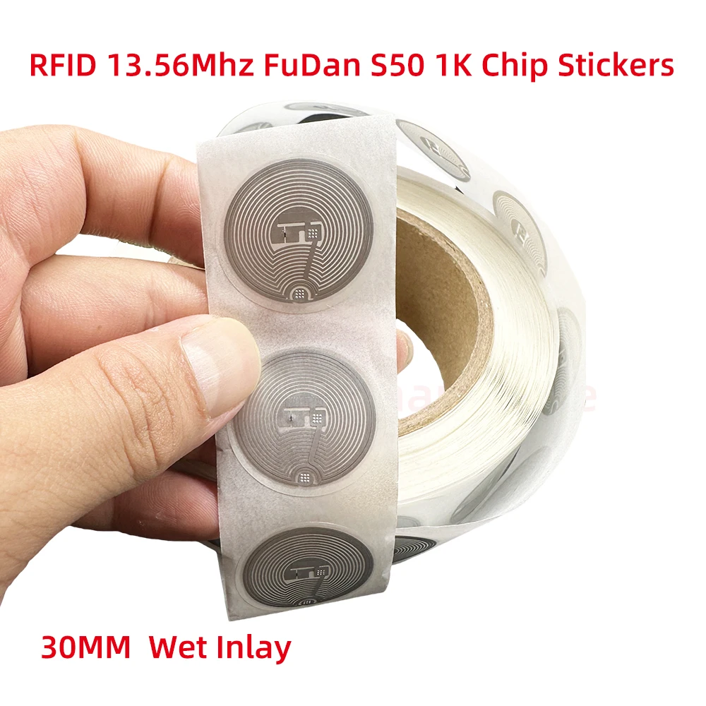 10 stücke RFID S50 Smart Tag 14443A Mi F08 Klassische 1K EV1 S50 Nass Inlay Aufkleber F08 1024 Bytes Label RFID Tags für Andriod NFC Telefon Image