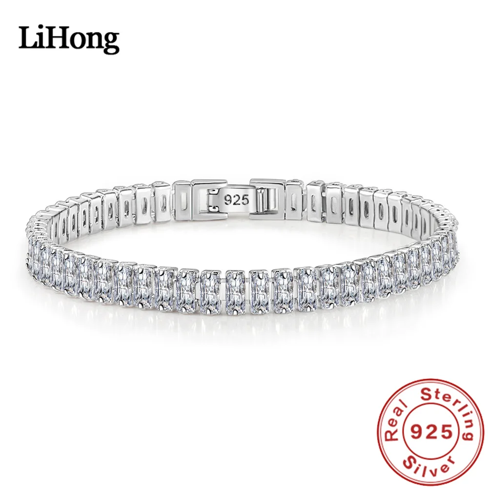 925 Sterling Silber Armband Elegante Zirkon Kristall Mode Schmuck Für Frauen, Verlobung, Hochzeit Glamour Schmuck 18 CM