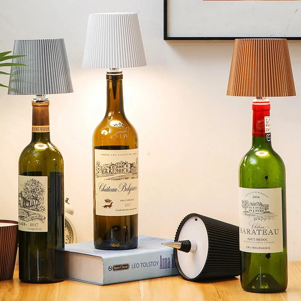 Kabellose Flaschen-Tischlampe, Touch-Steuerung in 3 Farben und stufenlose Dimmung, Nachtlampe, geeignet für Bar, Weinflaschen, Schreibtischbeleuchtung
