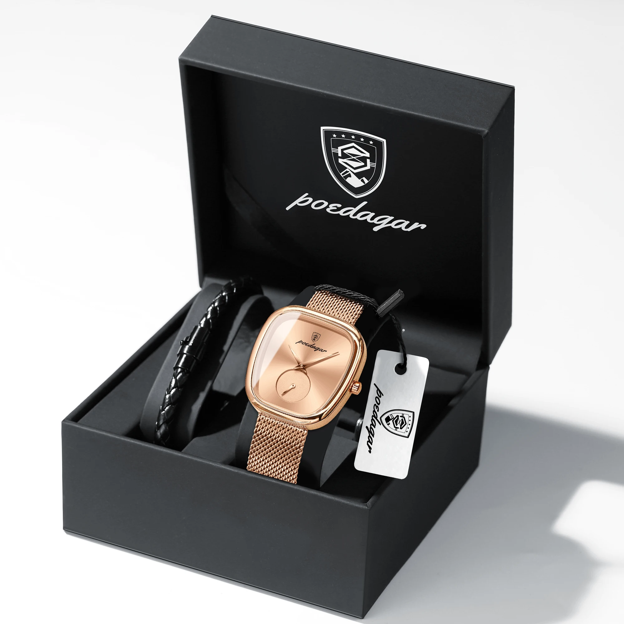 POEDAGAR Luxus-Damenuhr, wasserdicht, lässige Quarz-Armbanduhr, elegante Damenuhr, modische Damenuhr, Reloj + Box, Geschenk Image