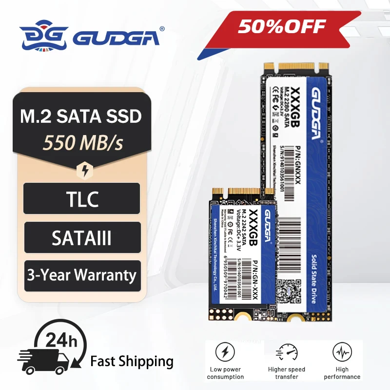 GUDGA SSD M2 SATA M.2 NGFF SATA III Solid State Drive 64 GB 128 GB 2242 2280 Interne Festplatte für Laptops Desktop-Notebook Image