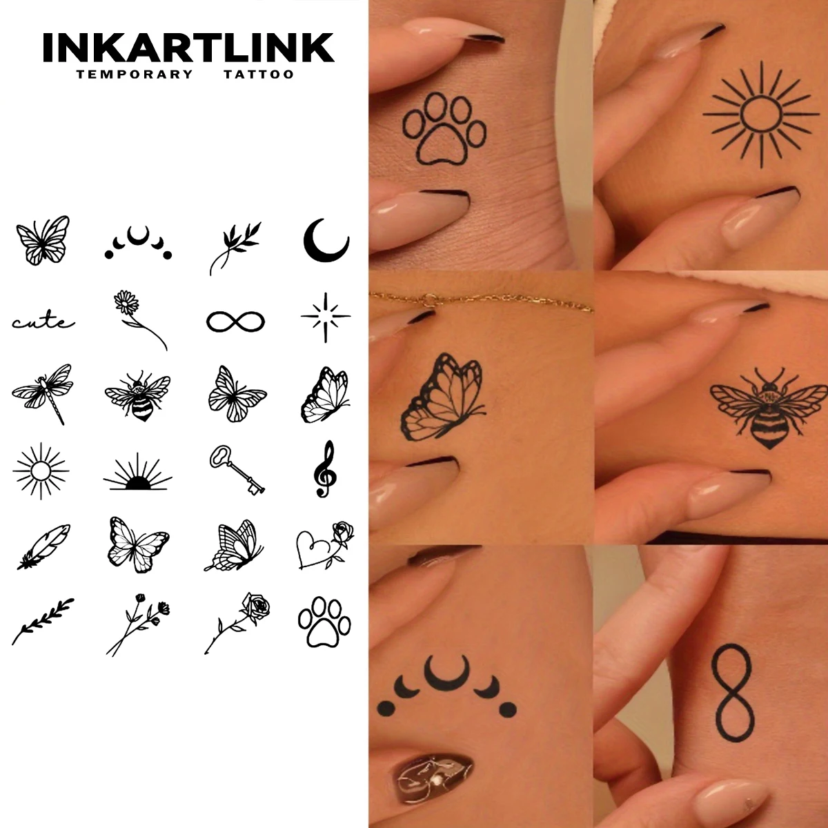 Temporäres Tattoo mit Mini-Muster, hält bis 15 Tage, neue Technologie, magischer, wasserfester, semi-permanenter Aufkleber. Image
