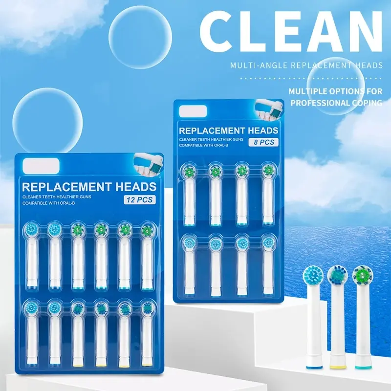 8 Stück Ersatzbürstenköpfe für Oral-B elektrische Zahnbürste Advance Power/Vitality Precision Clean/Pro Health/Triumph/3D Excel Image