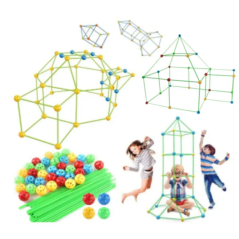 Kinder Kreative Fort Bausteine Indoor Zelt Ziegel Kit DIY Bildungs Gebäude Burg Zusammengesetzt Spielzeug Ball Spiele Spielzeug Geschenk Image