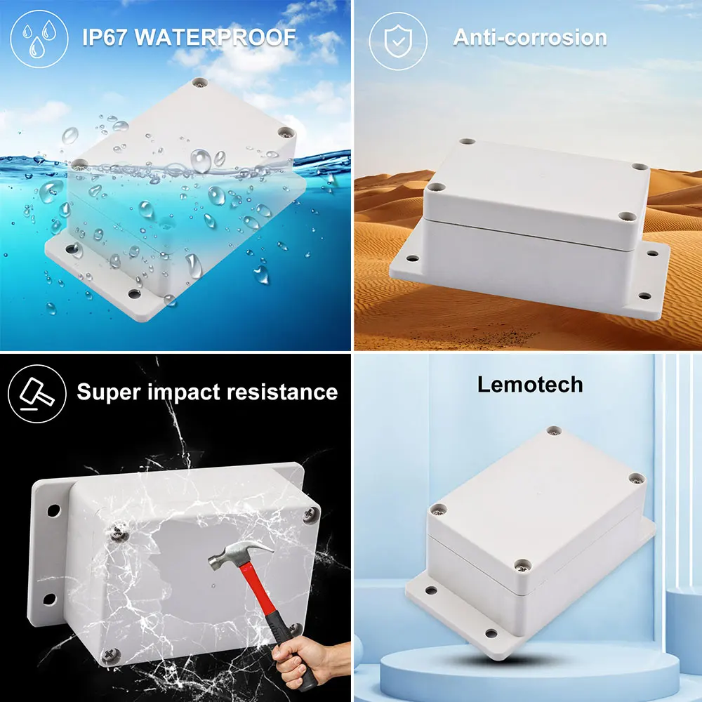 100x68x50MM Anschlussdose Wasserdicht Staubdicht ABS-Kunststoff Universelles Elektrisches Projektgehäuse Weiß Mit Befestigungslaschen Image