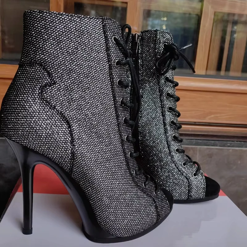 Plattform-Tanzabsätze, 9,5 cm, 11 cm, stabile Absätze, Gummisohle, Outdoor, Salsa, lateinamerikanische High Heels, Tanzparty-Schuhe Image