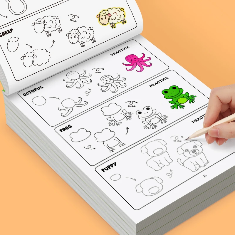 So zeichnen Sie Tiere, Schritt-für-Schritt-Zeichenbuch – Malen lernen, perfekt für kreatives Schreiben und farbiges Zeichenbuch für Kinder Image