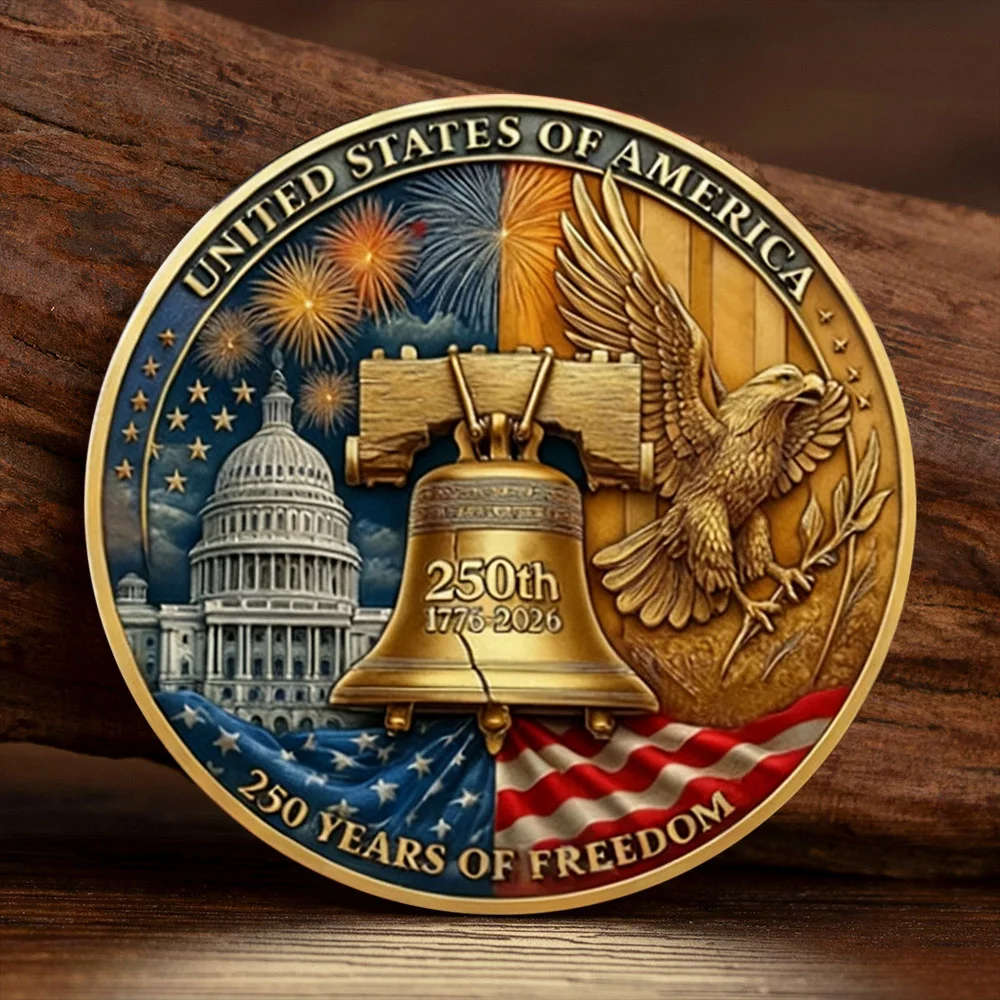 Vereinigte Staaten von Amerika 250 Jahre Freiheit Gedenkmünze 1776-2026 250. Jubiläum Vergoldete Sammlermünze Image