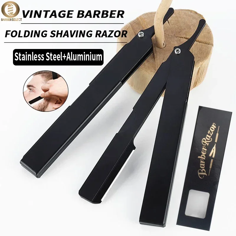 Profession elle Männer Rasiermesser Friseur Haaren tfernungs werkzeuge Falten Aluminium legierung gerade Sicherheits rasierer Barbe aria Messer halter Image