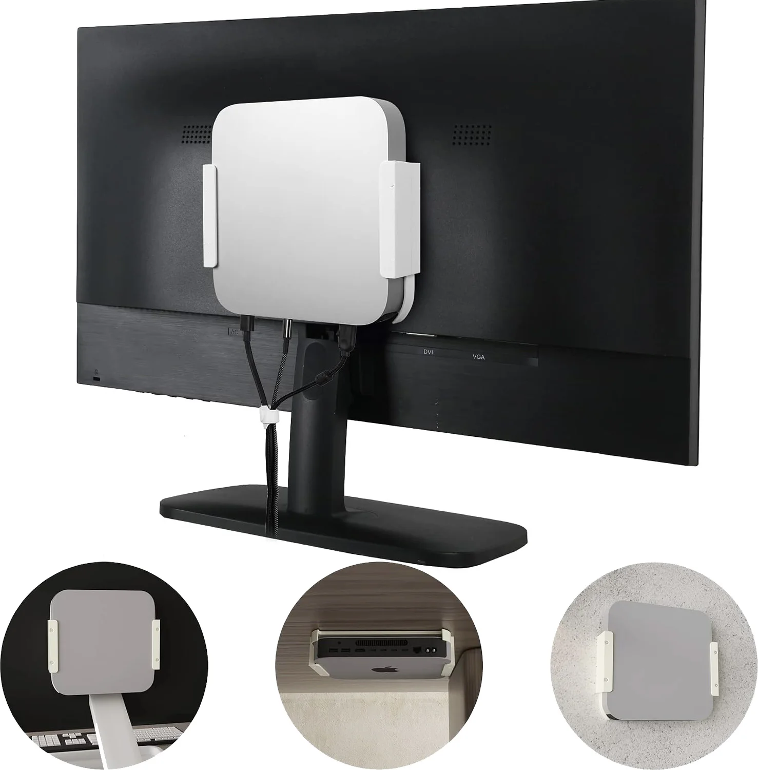 Mac Mini VESA-Halterung für Mac Mini 2011 bis 2024, M2 Pro, Wandhalterung, rutschfest, platzsparend, Lüften, Wärme ableitend Image