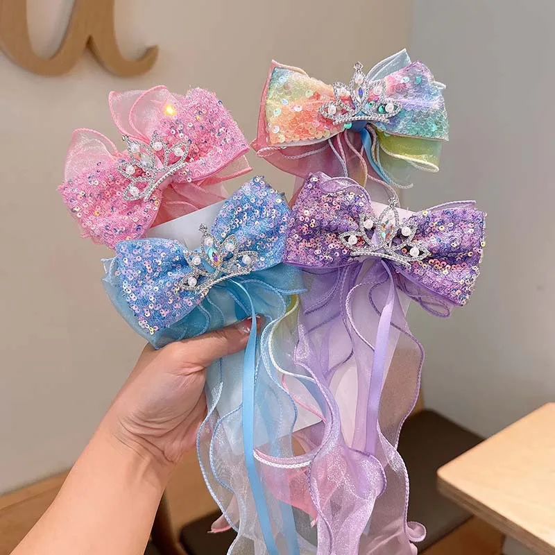 Kinder-Haarnadel mit Eis- und Schneeprinzessin, glitzerndes Band, Haarnadel für kleine Mädchen, Krone, Juwel, oberer Clip, geflochtene Feen-Haarnadel Image