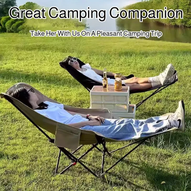 Tragbarer Camping-Liegestuhl für den Außenbereich, faltbar, Nickerchen-Strandstuhl mit Beinstütze, leichter Reise-Klappstuhl zum Wandern, Angeln