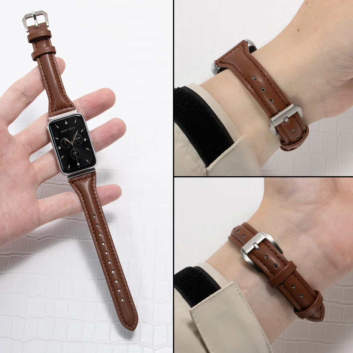 Schlankes Lederarmband für Samsung Galaxy Watch Fit 3, Armband, Armband, Correa für Samsung Galaxy Watch Fit 3, Ersatz Image