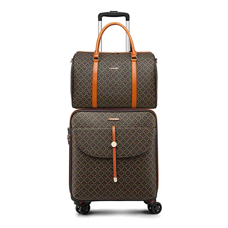 Super Mode Reisegepäck PU-Leder Marke Trolley Koffer Spinner Boarding Damen Herren Koffer Reisetasche 16/20/24 Zoll