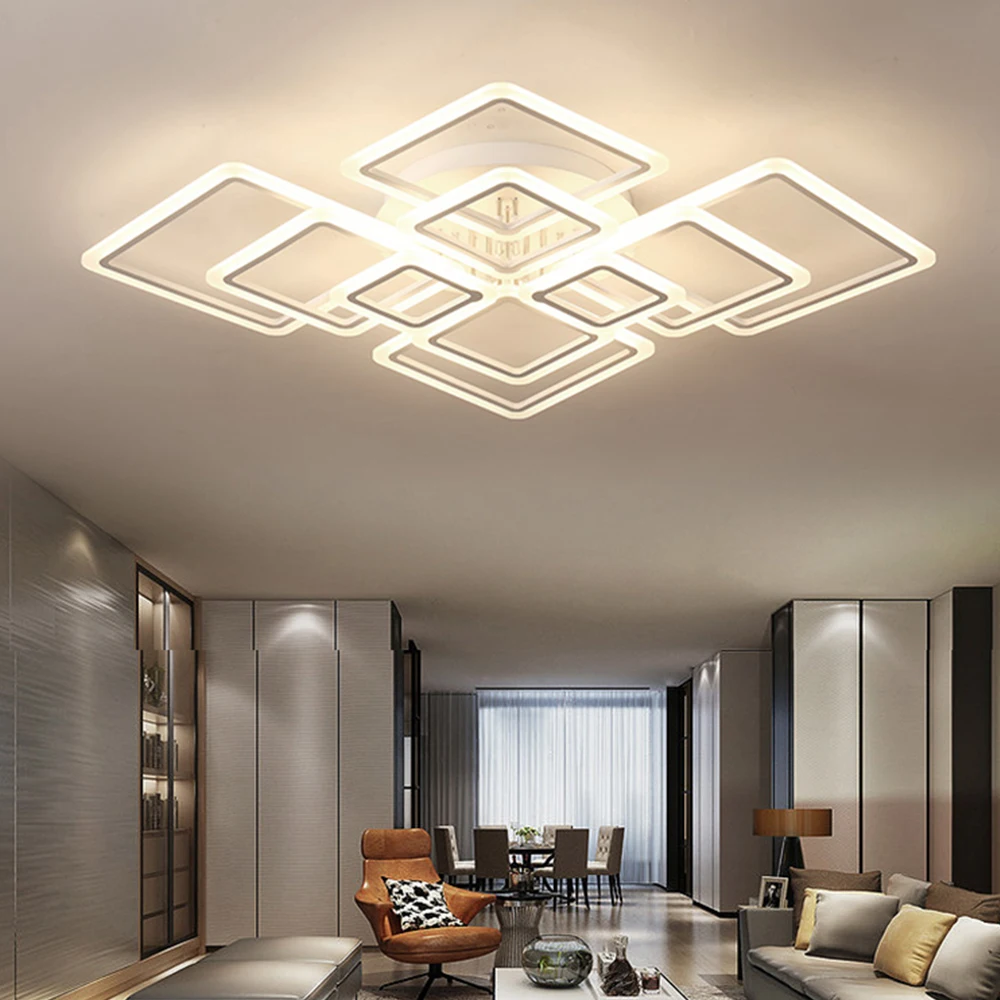 Nordic Pendelleuchte Deckenleuchte Moderner quadratischer LED-Kronleuchter Geeignet für Schlafzimmer Wohnzimmer Küche Esszimmer Beleuchtung Dekor