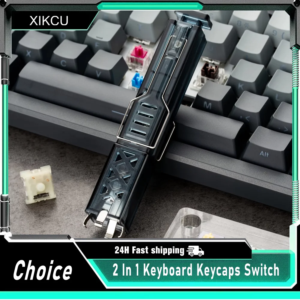 2-in-1 Tastatur-Tastenkappen- und Schalter-Abzieher, universeller Tastenkappen- und Schaft-Entferner, Tastenextraktor, Tastatur-Zubehör-Set Image