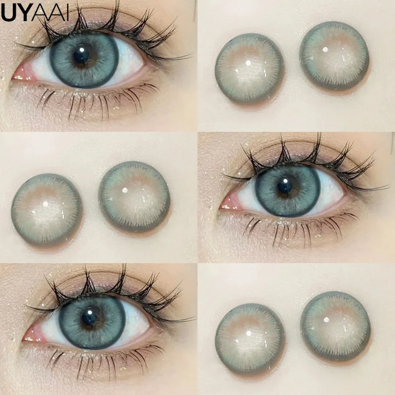 UYAAI Farbige Kontaktlinsen, Beauty Green Lens für Augen, koreanische 1-Paar-Mode-Linsen, braune Colorcon-Farblinsen, blaue Linsen