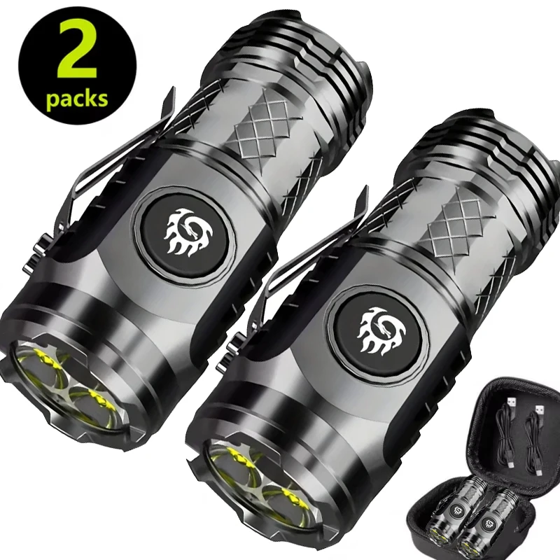 Superhelle MINI-LED-Taschenlampe, USB wiederaufladbar, Angellaterne, leistungsstarke 3-Beleuchtungsmodi, Notfall-Campinglampe für den Außenbereich