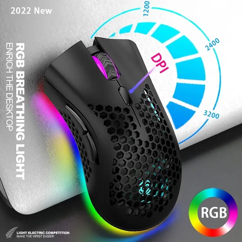 Bm600 wiederauf ladbare USB 2,4g drahtlose RGB Licht Waben Gaming Maus Desktop-PC-Computer Notebook Laptop Mäuse Maus Spieler süß Image