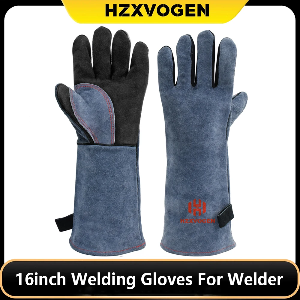 16-Zoll-Schweißhandschuhe für Schweißer, Arbeitshandschuhe, dickes Kuh-Split-Leder, hitzebeständig, Ofen-BBQ-Handschuhe für Grill, Wärmedämmung Image