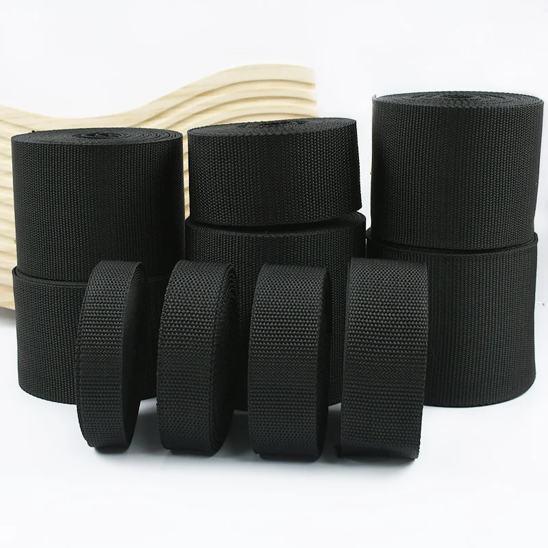10 m schwarzes Gurtband, 20/25/32/38/50/70/80/100 mm, Nylonband, Bänder, Klebeband, Gürtelschlinge, dekorative Gurtbänder zum Nähen von Bais Supplies
