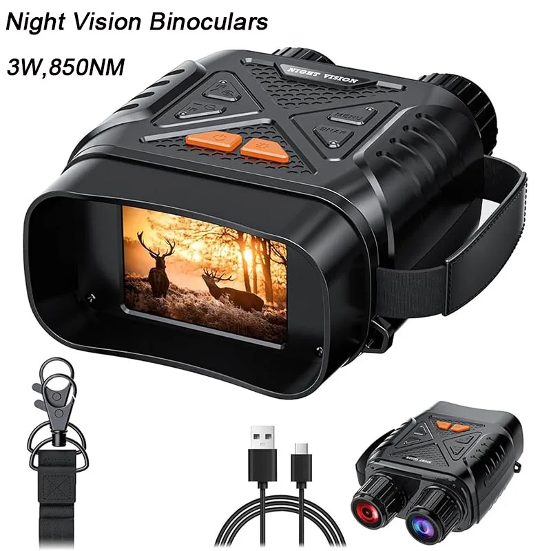 1080P Nachtsicht-Fernglas, 10 x digital, 800 m, volle Dunkelheit, Infrarot-Nachtsicht-Teleskopbrille, 2,8-Zoll-Großbildschirm für Camping