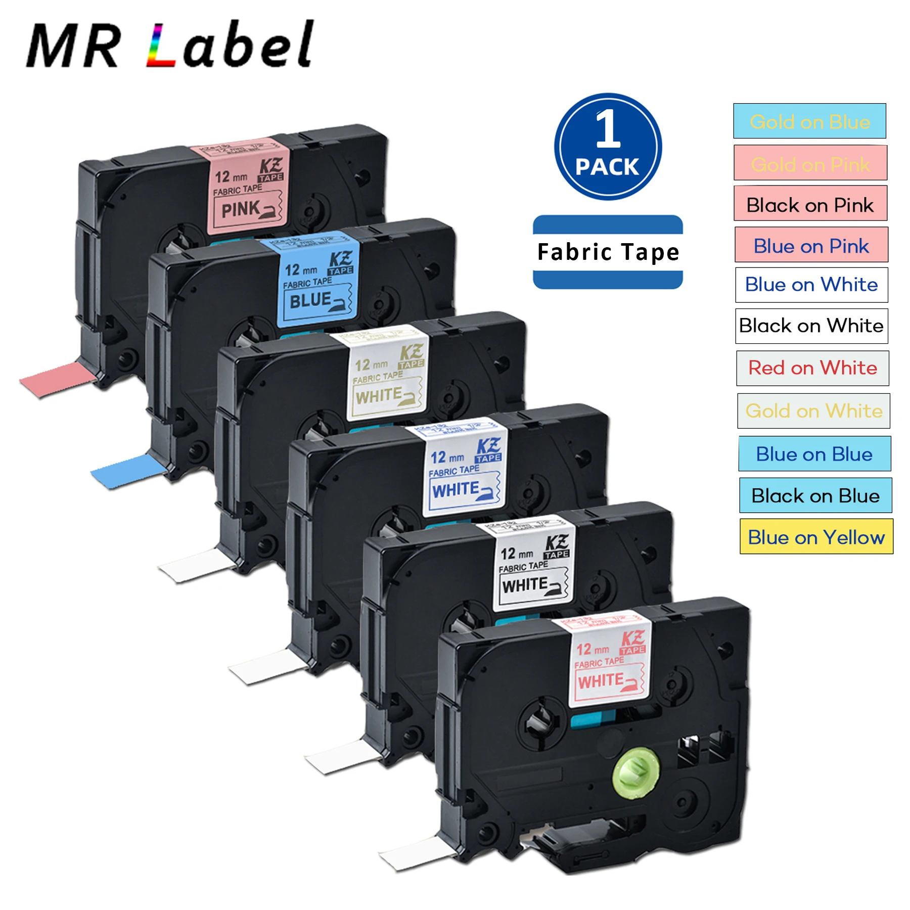 Stoff 12 mm * 3 m IRON ON Tapes TZe-FA3 tz FA231 TZe-FA3R TZe-FAE3 für Brother Etikettendrucker P-touch Image