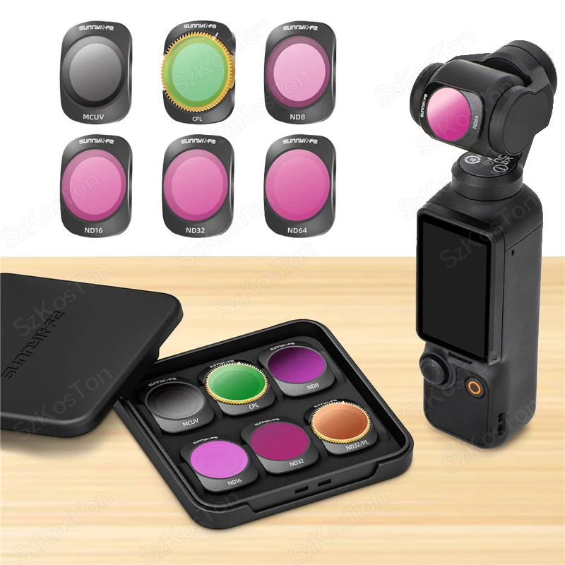 Sunnylife Für DJI Pocket 3 NDPL CPL Filter Kit Osmo Pocket 3 Zubehör ND8 ND16 ND32 MCUV Objektiv Filter Gimbal Schutz Set Image