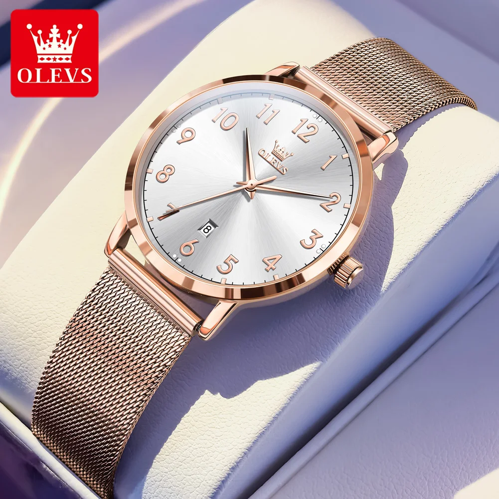 OLEVS Neue 5653 Frauen Uhr Luxus Marke Quarzuhr Elegante Rose Gold Digitale Wasserdichte Uhr HD Einfache Armband Frauen Uhr