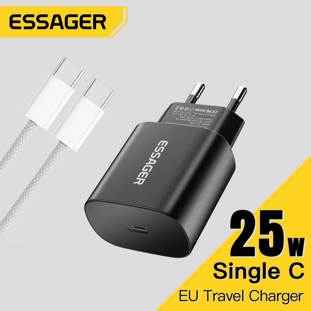 Essager 25 W USB C Ladegerät Set PD Schnellladegerät Schnellladegerät für iPhone 16 15 Pro Max Xiaomi Oneplus Xiaomi Samsung Image