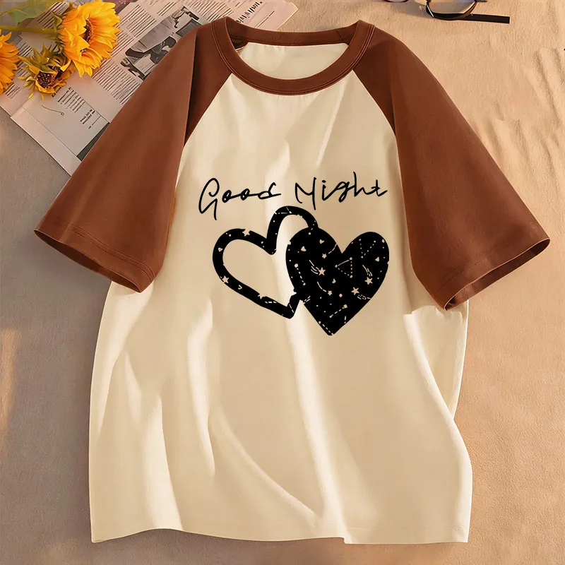 Good Night with Love Heart T-Shirts, kurzärmeliges Kinder-T-Shirt für Jungen und Mädchen, Sommer, Frühling, lässiges Top-T-Shirt Image