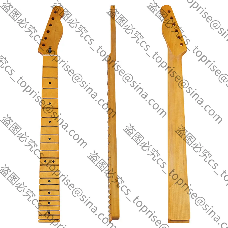 22-Bund TL-Gitarrenhals zum Selberbauen, 6 Saiten, gelb mattiert, Ahorn-Gitarrenhals, modifiziertes Gitarrenzubehör Image
