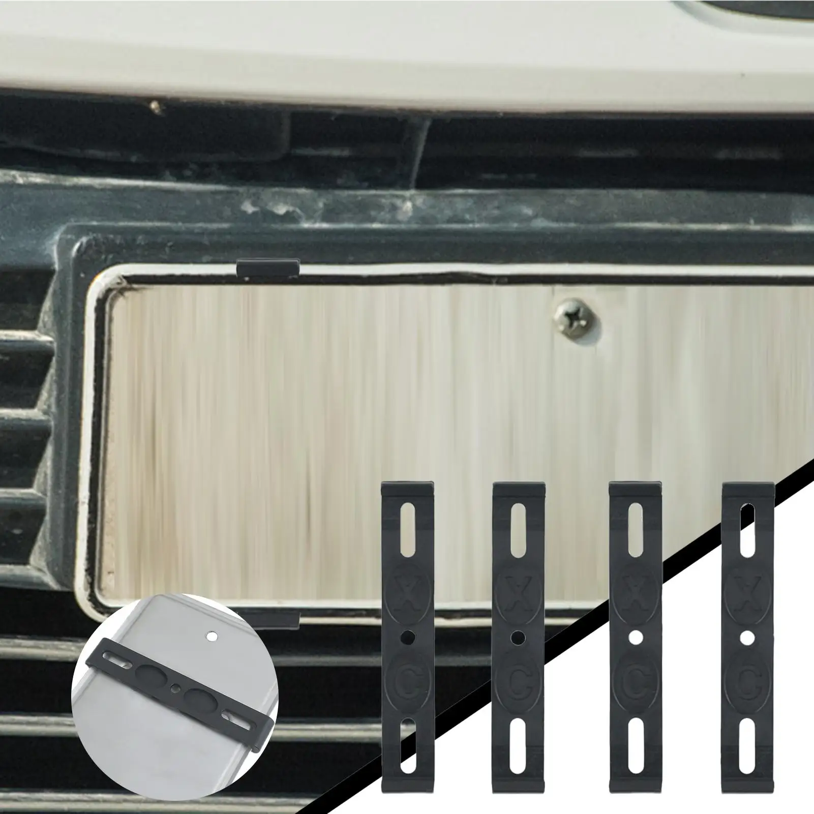 Cornice per Targa Senza Cornice 4 Pezzi/Set Supporto Invisibile per Targa Auto Cornici per Targhe Anteriori e Posteriori