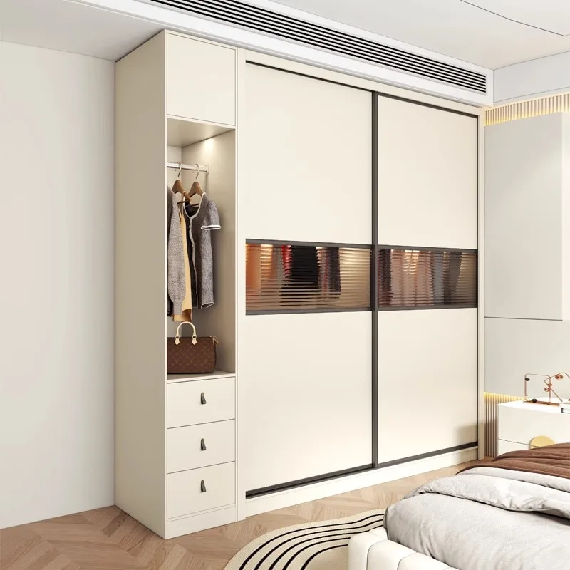 dq-Modern Maßgefertigte Schlafzimmermöbel-Sets Holz-Kleiderschrank Klappbarer Spiegel Begehbarer Kleiderschrank Aufbewahrungsorganisation Garderobe Kleideraufbewahrung