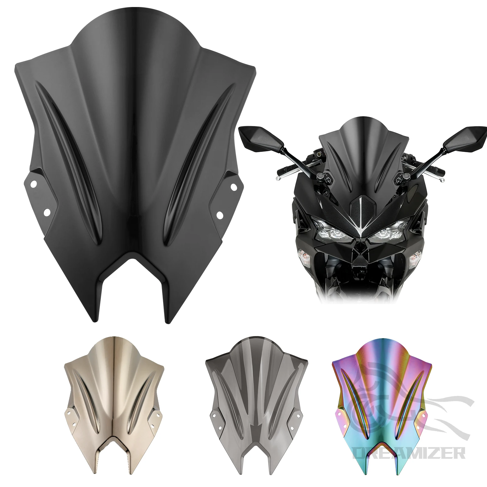 Neues Motorradzubehör Windschutzscheibe Doppelblase Windschild Windabweiser für Kawasaki Ninja 500 SE 2024-2026 Image