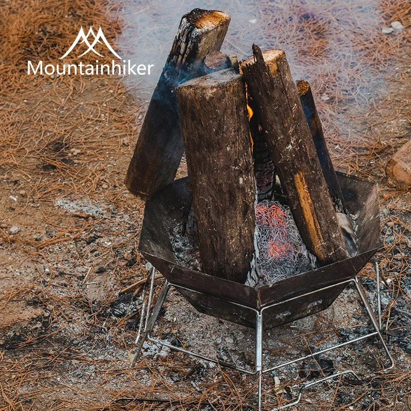 MOUNDAINHIKER Camping-Grill, tragbar, faltbar, schnell aufbaubar, Edelstahl mit Holzkohlegrillrost, Feuerstelle für Trekking, Heizung und Kochen Image