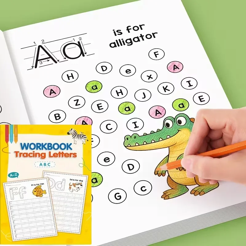 Ein Arbeitsheft mit Buchstaben von A bis Z, einschließlich ABC-Buchstaben, speziell zum Erlernen von Buchstaben konzipiert, bietet ein kreatives Malerlebnis, eignet sich für englische Aufgaben, Image