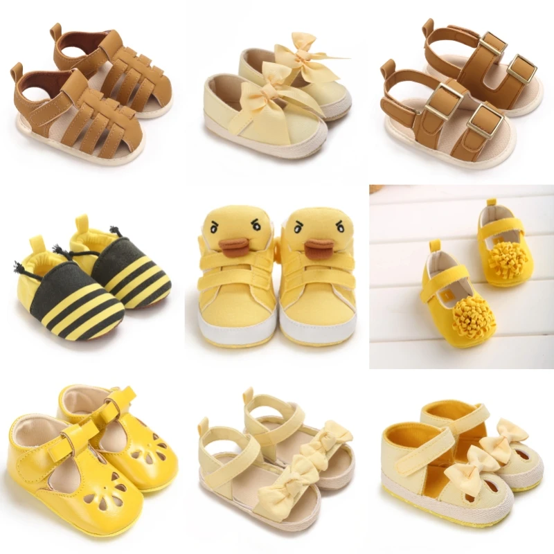 Frühlings- und Herbstschuhe im gelben Landhausstil, Prinzessinnenschuhe für Babys von 0-12 Monaten, weich besohlte, rutschfeste Sneaker.