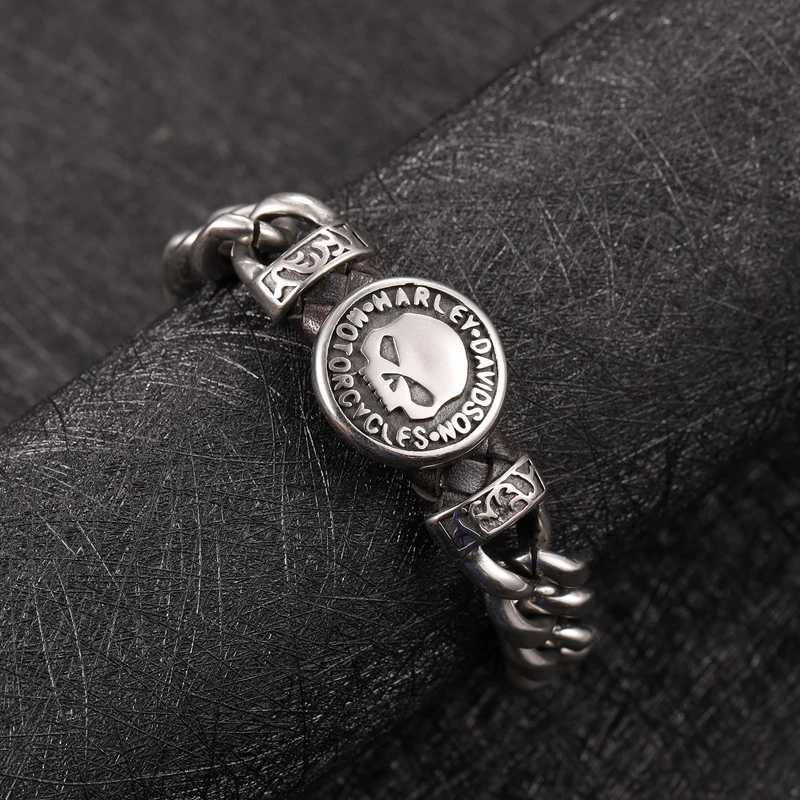 Retro Titan Individualistic Leistungsstarkes Armband Street Hip-Hop Trendy Rock Beliebtes Motorradzubehör für Harley Davidson