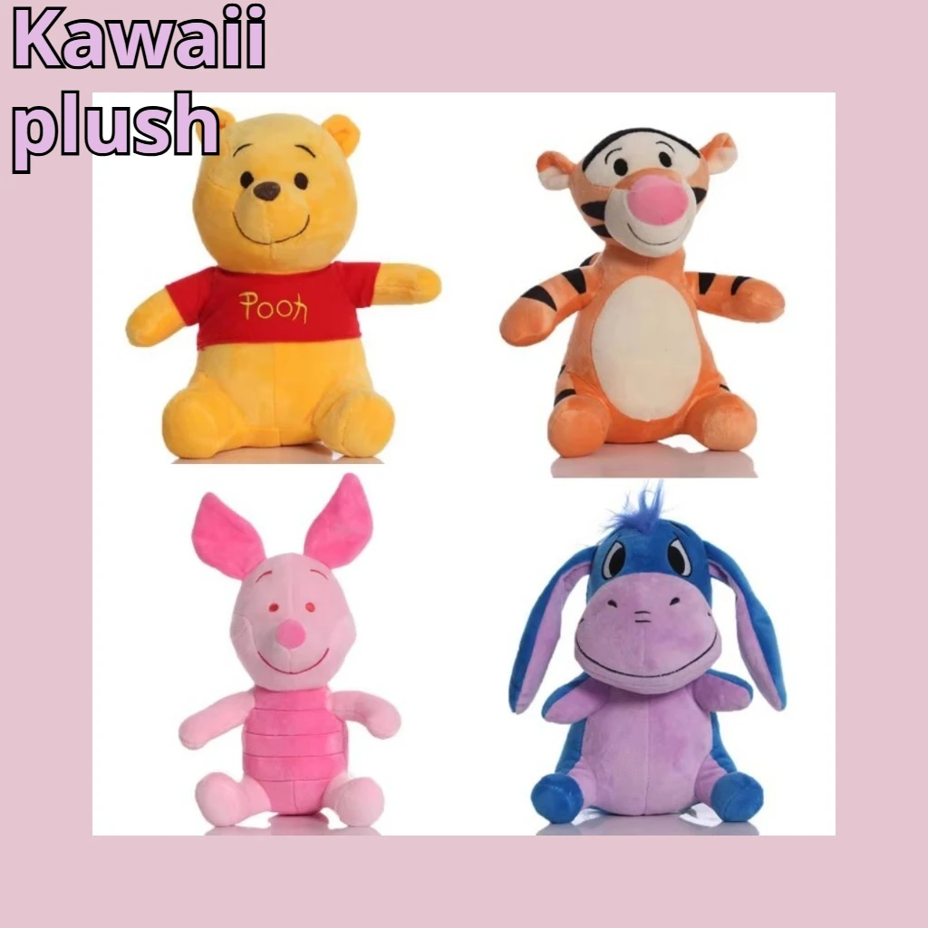 Neue Disney 4-teilige Winnie The Pooh Plüschtiere, weiche gefüllte Kawaii-Anime-Puppe, Cartoon-Pooh-Bär-Plüschpuppe, Geburtstagsgeschenk für Kinder