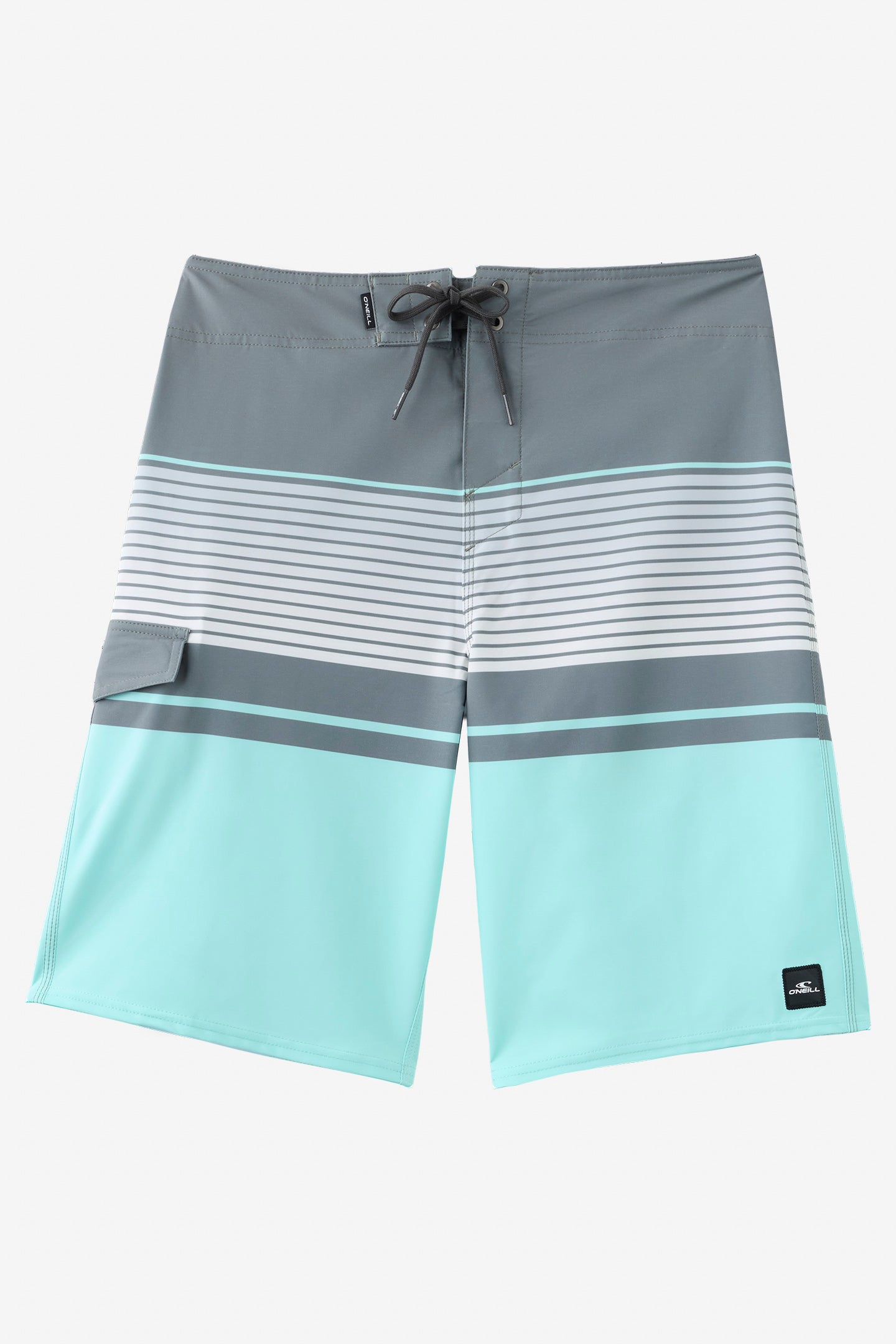 O'Neill Men's Lennox Stripe 21"" Board Shorts in Gargoyle, Size 40, Elastane/Polyester