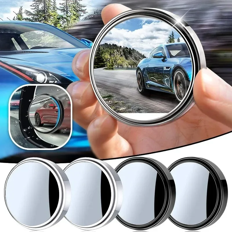2 Stück Auto-Zusatz-Rückspiegel 360 Grad Verstellbarer Toter-Winkel-Spiegel Runder Rahmen Weitwinkel-Spiegel für Auto-Rückfahrsicht Image