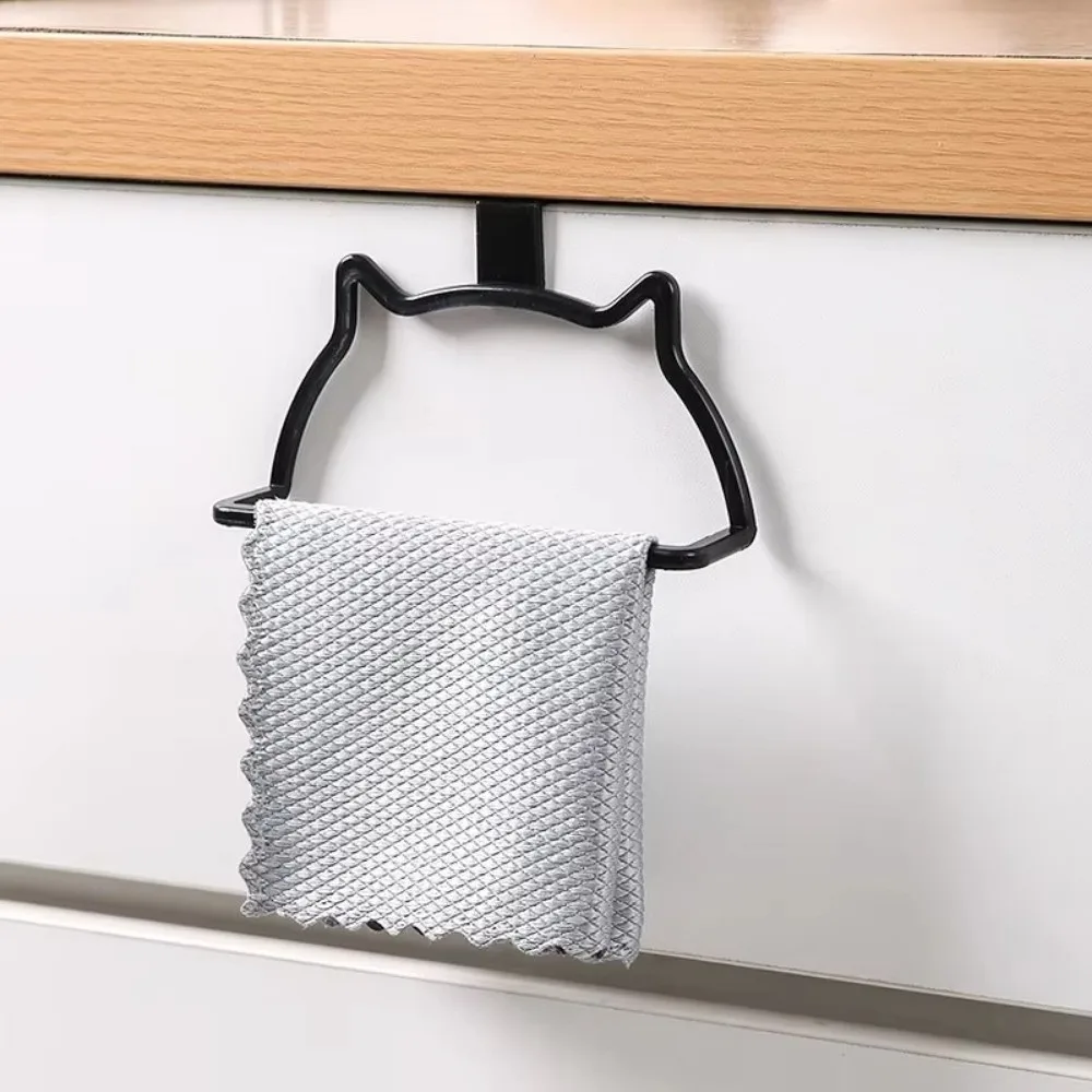Niedlicher Plastik-Handtuchhalter Ohne Bohren Langlebiger Einzelstangen-Türhaken Katzenförmiges Badezimmerregal Handtuch-Aufhängehalter
