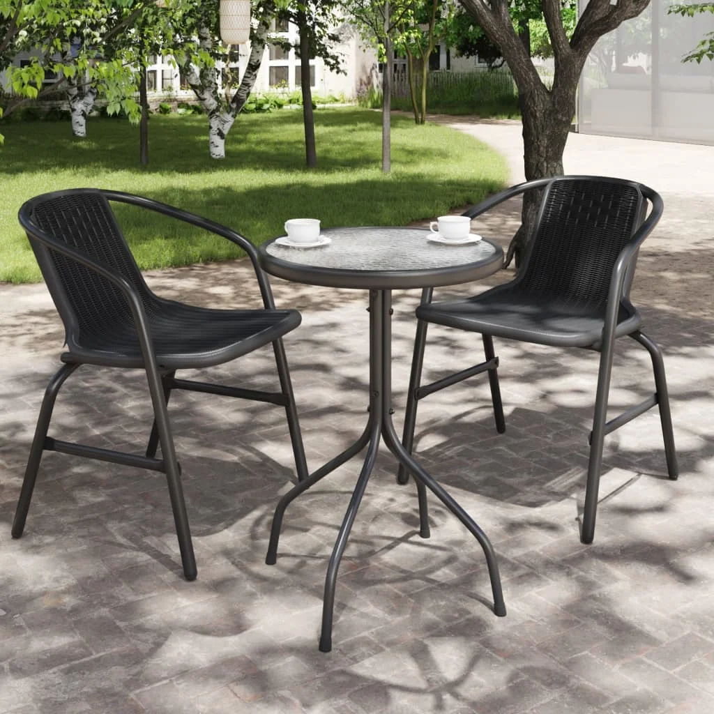 Gartentisch Ø50x71 cm Anthrazitfarbener Stahl Moderner wasserdichter Gartentisch aus Holz für Terrasse und Hof (nur Tisch)